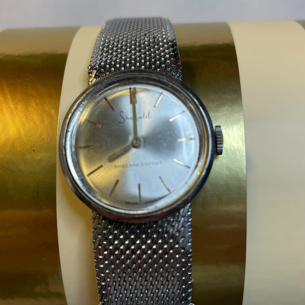 Vintage Sheffield Silver Tone Women's Watch with July 1972 Calendar Attachment